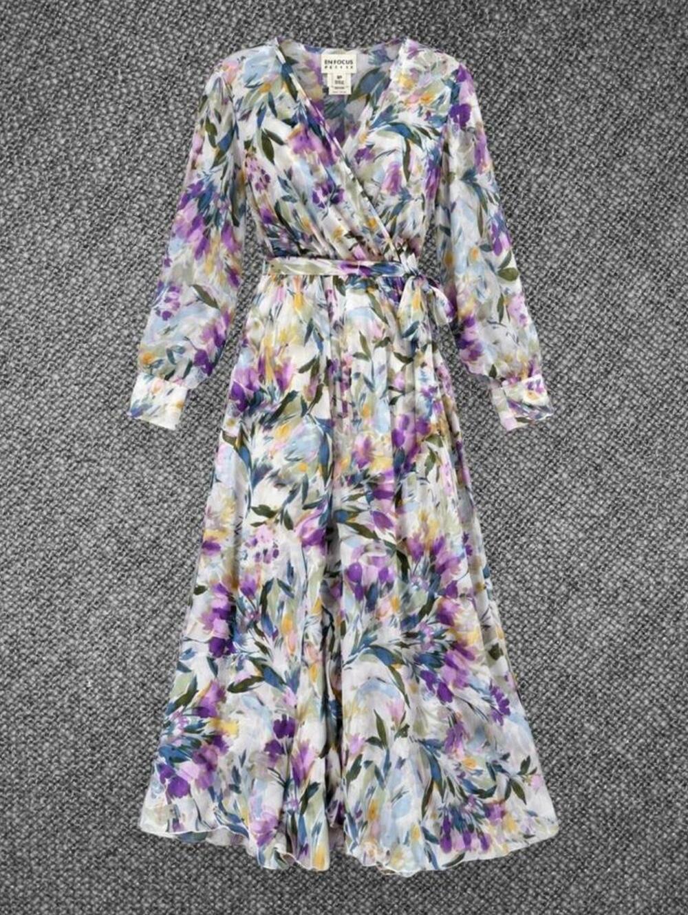 En Focus Petite Floral Wrap Maxi Dress Size 6P
